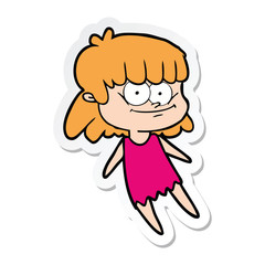 Obraz premium sticker of a cartoon smiling woman