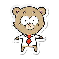 sticker of a surprised bear cartoon