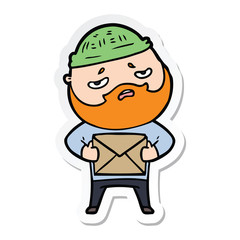 sticker of a cartoon worried man with beard