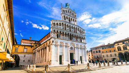 Landmarks of Italy - basilica "San Michele in Foro" -important religious site in Lucca. Tuscany.