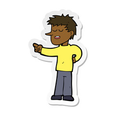 sticker of a cartoon man pointing