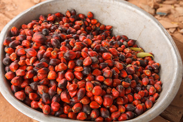 Palm Kernels in an Old Pan in Accra Ghana