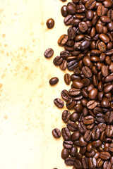 Roasted Coffee Beans with copy space for text