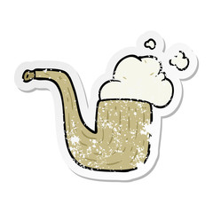distressed sticker of a cartoon pipe