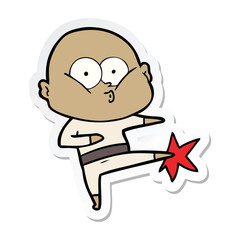 sticker of a cartoon bald man staring