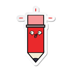 sticker of a cute cartoon pencil