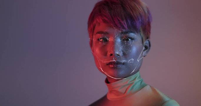 Facial recognition scan of gender neutral person
