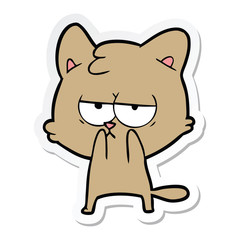 sticker of a bored cartoon cat