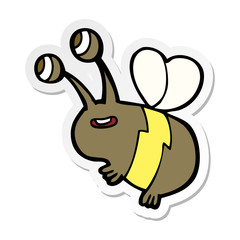 sticker of a cartoon happy bee