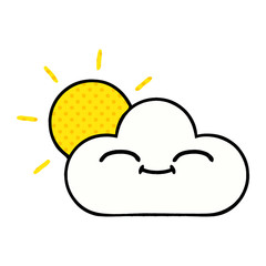 comic book style cartoon sunshine and cloud