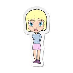 sticker of a cartoon shy girl