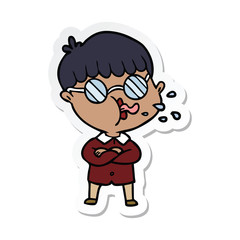 sticker of a cartoon boy wearing spectacles