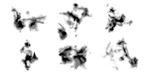 Set of Ink Splashes isolated on white background