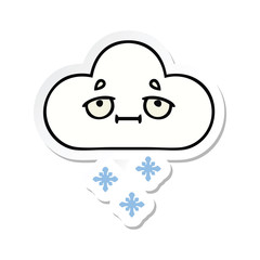 sticker of a cute cartoon snow cloud