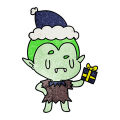 christmas textured cartoon of kawaii vampire