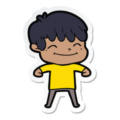 sticker of a cartoon happy boy