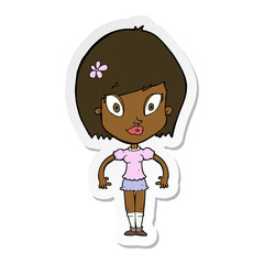 sticker of a cartoon pretty woman