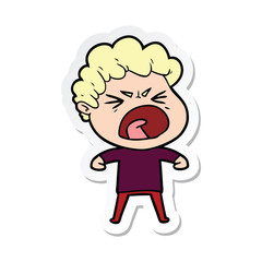 sticker of a cartoon furious man