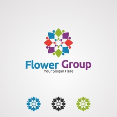 flower group logo vector, icon, element, and template for company