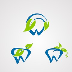 fresh dentist logo vector with natural concept, icon, element, and template for company