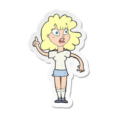 sticker of a cartoon woman making point