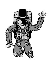 sir herr gentlemen zylinder hut monokel reich astronaut weltall kosmonaut raumfahrer raumschiff rakete science fiction weltraumfahrer forscher fliegen schweben schwerelos raumanzug zukunft
