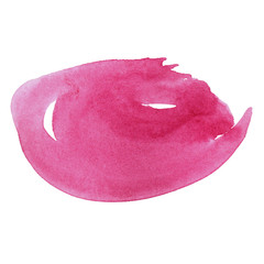 Abstract watercolor spot on white textured paper. Isolated. Hand-drawn background. Aquarelle brush stains on paper. For design, web, card, text, decoration, surfaces. Copy Space.