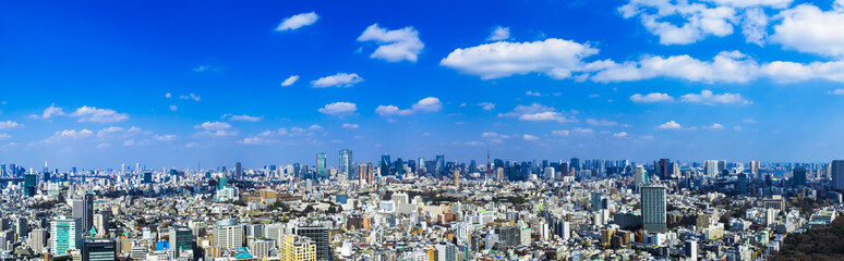 Fototapeta na wymiar (東京都-風景パノラマ)展望ラウンジから望む新宿からお台場方面までの風景