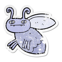 distressed sticker of a cartoon bug