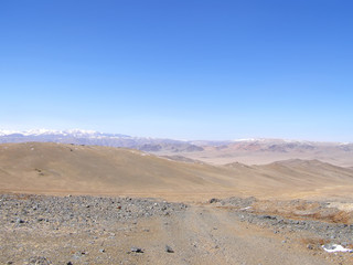 Mongolian natural landscapes surrounded by mountains and rocks