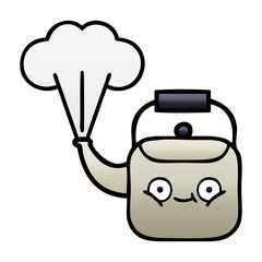 gradient shaded cartoon steaming kettle
