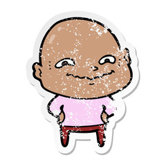 distressed sticker of a cartoon creepy guy