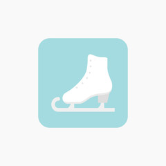 White figure skates. Logo figure skates. Winter active outdoor leisure ice skates. Vector illustration. EPS 10.