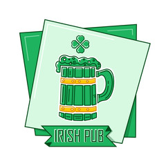 Irish Pub logo. Green flat style icon