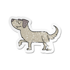retro distressed sticker of a cartoon dog