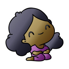 gradient cartoon of a cute kawaii girl