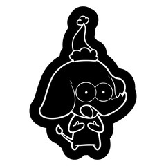cute cartoon icon of a elephant wearing santa hat