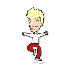 sticker of a cartoon frightened man