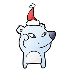cute gradient cartoon of a bear wearing santa hat