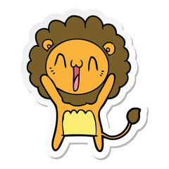 sticker of a happy cartoon lion