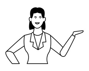 executive businesswoman cartoon in black and white