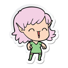 sticker of a cartoon elf girl