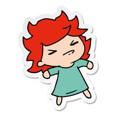 sticker cartoon of a cute kawaii girl