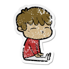 distressed sticker of a cartoon frustrated man
