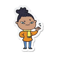 sticker of a cartoon woman