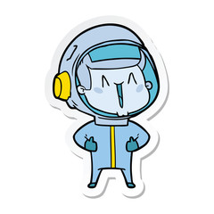 sticker of a happy cartoon astronaut