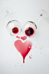 Spilled red wine. Bistro passion