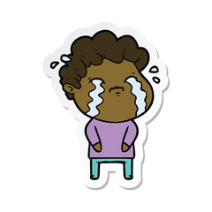 sticker of a cartoon man crying