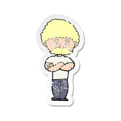 retro distressed sticker of a cartoon dad with folded arms