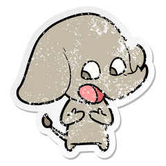 distressed sticker of a cute cartoon elephant